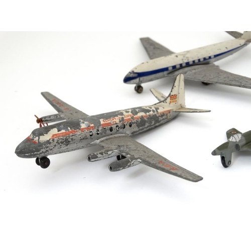 382 - A collection of 9 diecast 1960s and 70s Meccano ltd, Dinky Toy Aircraft to include a 704 Avro 'York'... 