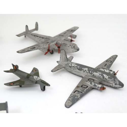 382 - A collection of 9 diecast 1960s and 70s Meccano ltd, Dinky Toy Aircraft to include a 704 Avro 'York'... 