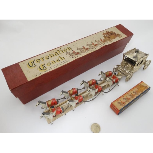 384 - Toys: Two 1952 Lesney Products & Co, London , Coronation Coaches, in original boxes, including one m... 