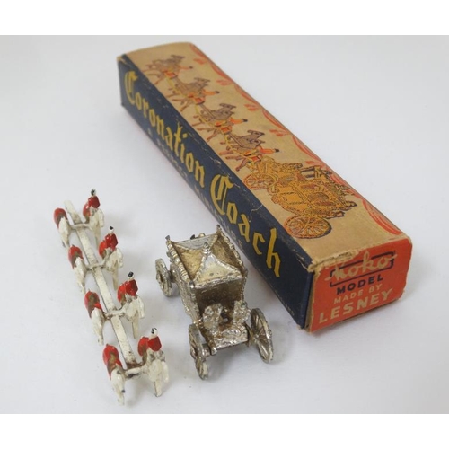 384 - Toys: Two 1952 Lesney Products & Co, London , Coronation Coaches, in original boxes, including one m... 