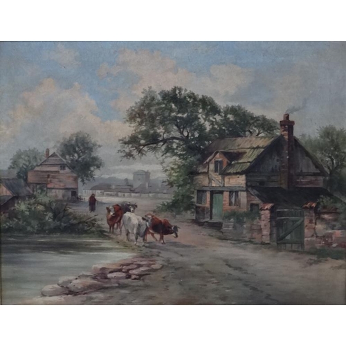 3A - XIX English School, Oil on canvas , a pair (2), Droving cattle and droving sheep, Both initialled ' ... 