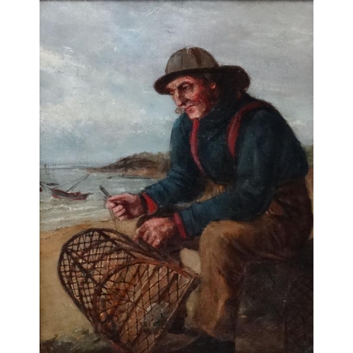 4 - R Healey (?) 1824 , Newlyn School, Follower of William Collins, Oil on canvas, A Fisherman mending h... 