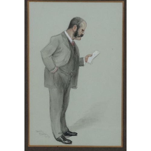 40 - Willis Eadon ( Eadon Willis 1870-1905),  Political gouache and watercolour , Figure reading a letter... 