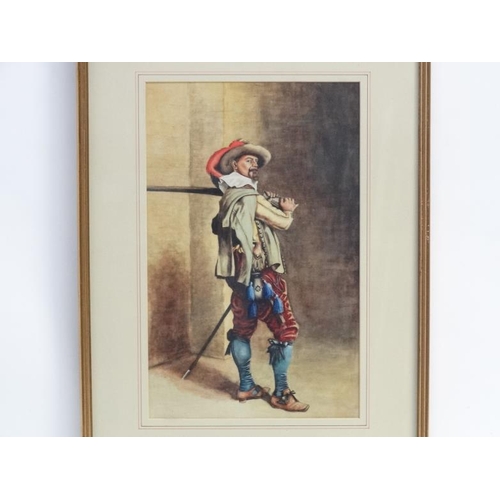 41 - Follower of J Le Messonier XIX-XX, Watercolour , The Musketeer, 14 x 8 3/4''.