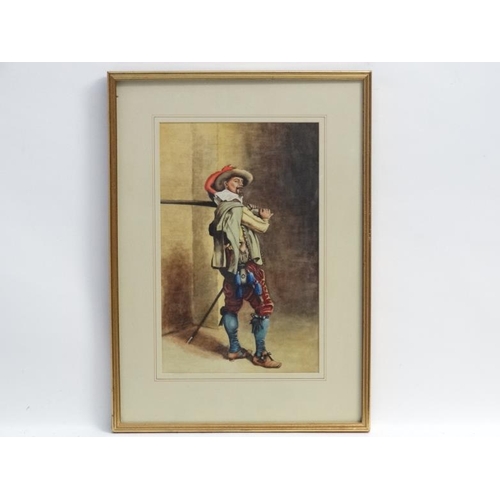 41 - Follower of J Le Messonier XIX-XX, Watercolour , The Musketeer, 14 x 8 3/4''.