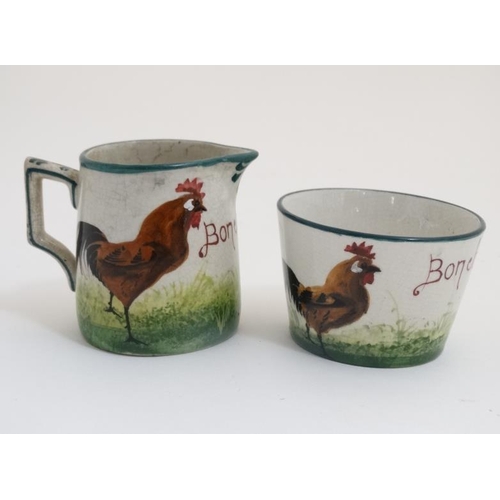 457 - A Wemyss, T . Goode and Co  'Bonjour' Strawberry set comprising milk jug and sugar bowl , decorated ... 