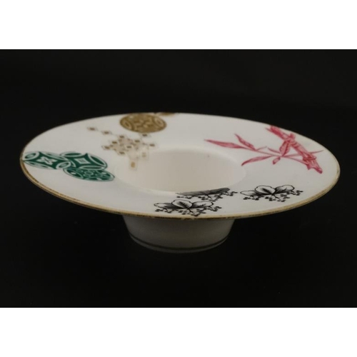 461 - A small 19thC Royal Worcester 'Aesthetic' pattern spill dish, decorated with Japanese inspired patte... 