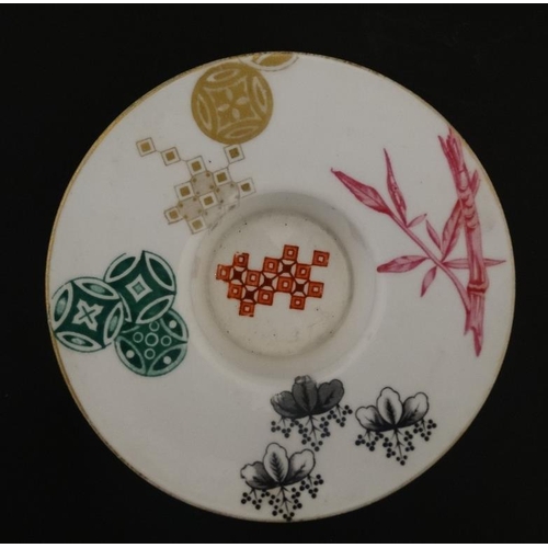 461 - A small 19thC Royal Worcester 'Aesthetic' pattern spill dish, decorated with Japanese inspired patte... 