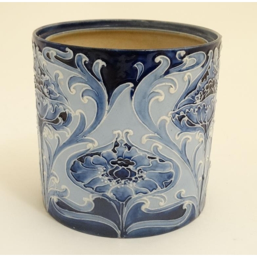 475 - A c1900 Jas Macintyre & Co Ltd, Florian ware cylindrical 'poppy' biscuit barrel, hand painted and tu... 