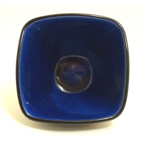 489 - Scandinavian Pottery: A c1970s Upsala Ekeby , Sweden small bowl of squared form in cobalt blue, bear... 