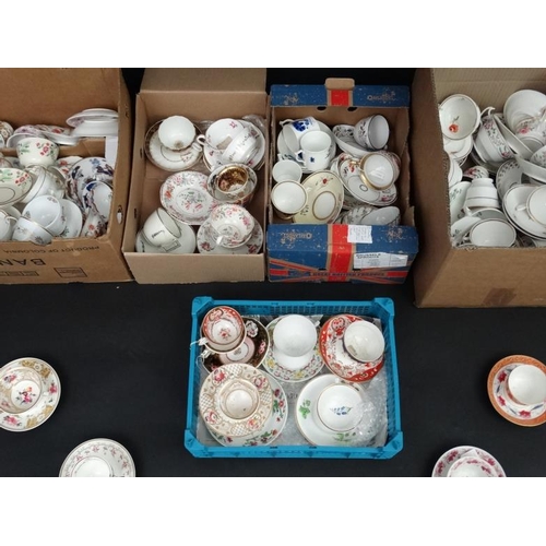 505 - A large collection of approx 72 antique cups and saucers, to include a number of duos and trios , ma... 