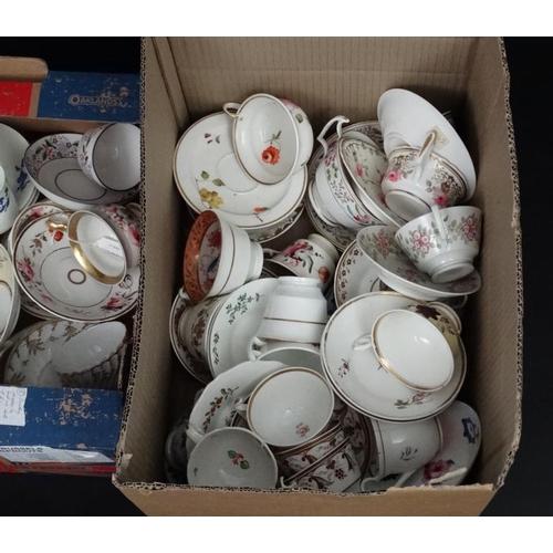 505 - A large collection of approx 72 antique cups and saucers, to include a number of duos and trios , ma... 