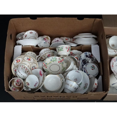 505 - A large collection of approx 72 antique cups and saucers, to include a number of duos and trios , ma... 