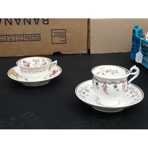 505 - A large collection of approx 72 antique cups and saucers, to include a number of duos and trios , ma... 