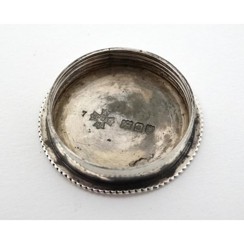 532 - A small silver box with screw base and domed cover, possibly a pyx / wafer box,  hallmarked London 1... 