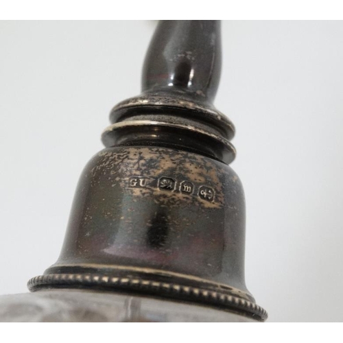 551 - A cut glass scent bottle with silver atomizer top hallmarked Birmingham 1896 maker George Unite. App... 