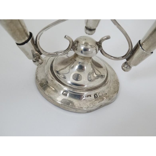 564 - A silver epergne with three flutes hallmarked Birmingham 1908 maker Henry Matthews 4 1/2'' high