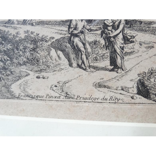 58 - Manner of Jean Francois Millet (1814-1875), Wood block engraving , Chateau landscape , also marked '... 