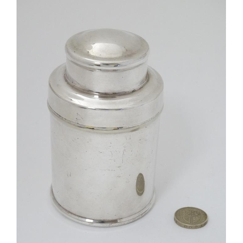 586 - A silver plate tea caddy of canister form 5'' high