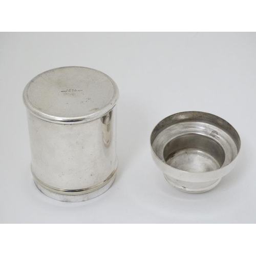 586 - A silver plate tea caddy of canister form 5'' high