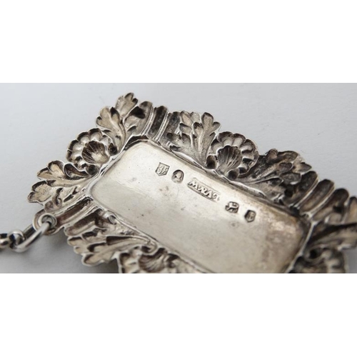 599 - Bottle tickets / Wine labels  : A silver wine label marked ' 'RUM' hallmarked Birmingham 1829  maker... 