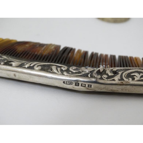 602 - A silver mounted nail brush hallmarked Birmingham 1899 maker Levi & Salaman together with a silver m... 