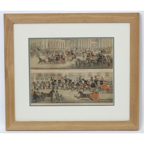 64 - After James Pollard (1792-1867) , Hand coloured lithograph, ' The Royal Mails- Departure from The Ge... 