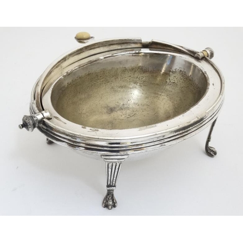 640 - 3 items of silver plated wares comprising  oval tray, a serving dish with rotating dome cover on fou... 