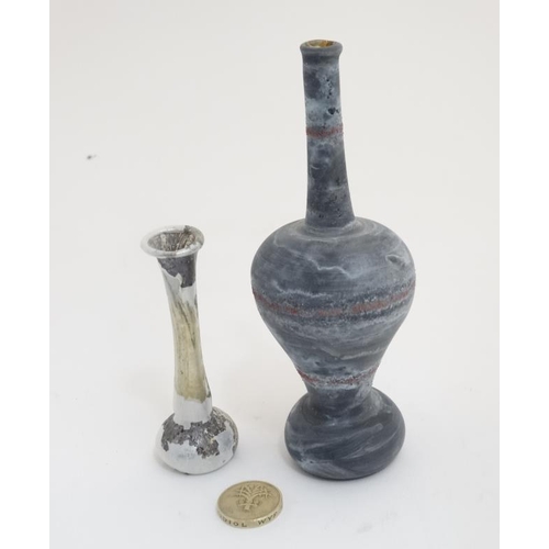 644 - Two small glass vases. Possibly Roman . The tallest 5 1/2''