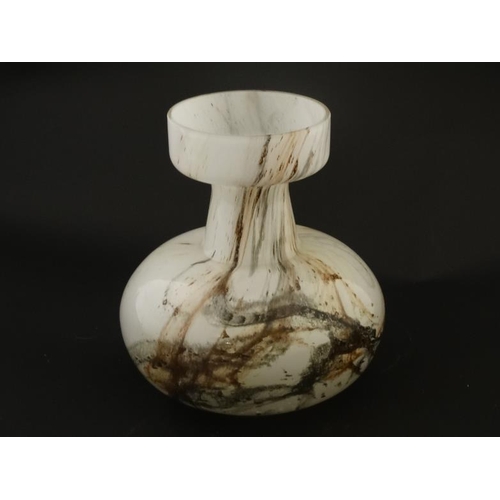 656 - An Art glass overlay vase, indistinctly marked under. 6 1/2'' high