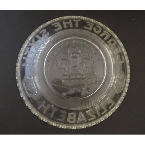 687 - Coronation ware : A Commemorative glass dish for the Coronation of George VI 1937. 9 1/2'' diameter