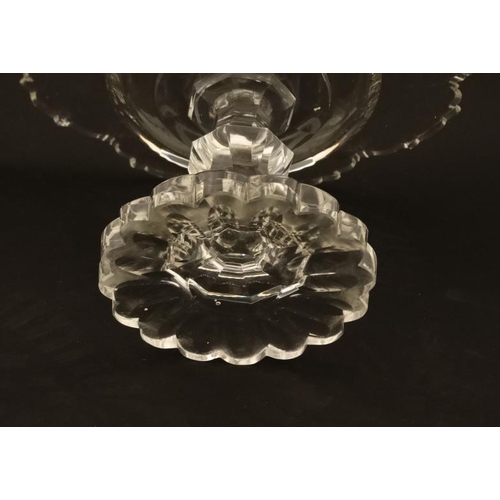 692 - A 19thC cut glass / crystal comport 7'' high x 110 1/2'' wide