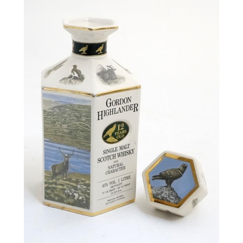 708 - Whisky Decanter : ' Gordon Highlander  ' a hexagonal Pointers of London Collectors Series Whiskey De... 