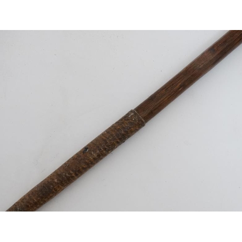 742 - Ethnographic Native tribal, an African hardwood shafted fishing spear measuring 52'' long