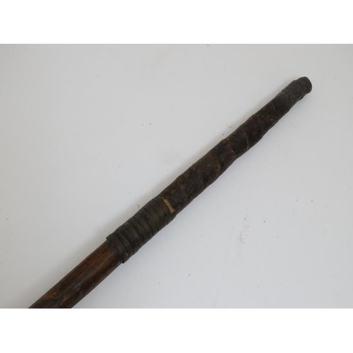 742 - Ethnographic Native tribal, an African hardwood shafted fishing spear measuring 52'' long