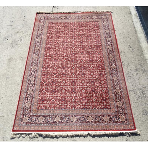 78 - Rug / Carpet : a 20 thC Belgian Wilton rug with 5 bands around a wine red central ground. 123 x 78 1... 