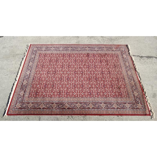 78 - Rug / Carpet : a 20 thC Belgian Wilton rug with 5 bands around a wine red central ground. 123 x 78 1... 