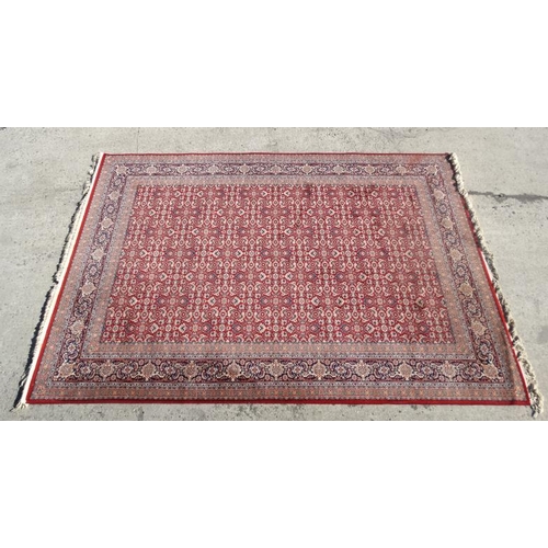 78 - Rug / Carpet : a 20 thC Belgian Wilton rug with 5 bands around a wine red central ground. 123 x 78 1... 