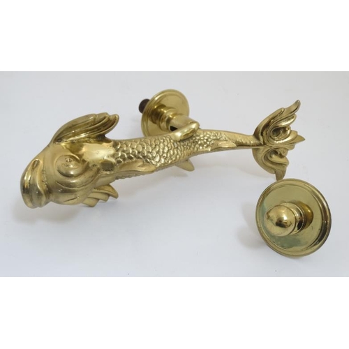 807 - After the Georgian - a cast brass door knocker in the form of a dolphin marked ' Cutajar Works Malta... 