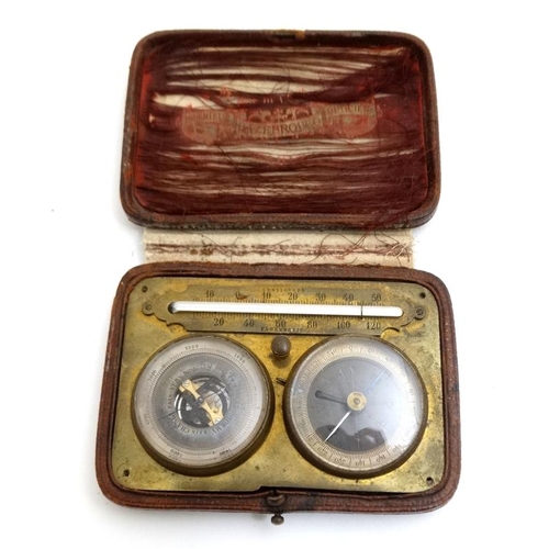 821 - Desktop Compendium, A late 19th C gentleman's travelling compendium, thermometer, compass, barometer... 