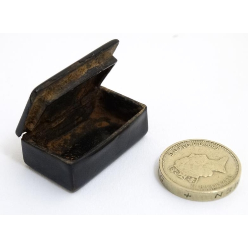 823 - A late Victorian miniature papier-mache pocket snuff box 1 5/8'' long