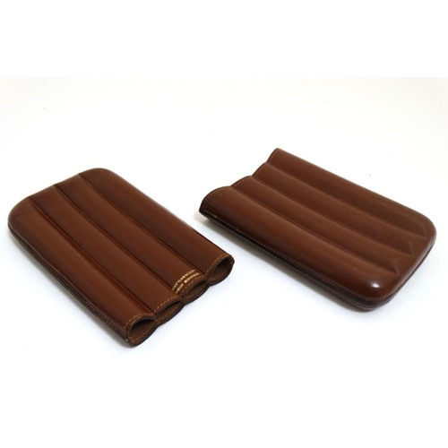 824 - Roy Tallent : A leather cigar pouch with provision for 4 cigars 5 7/8'' long x 3 1/2'' wide