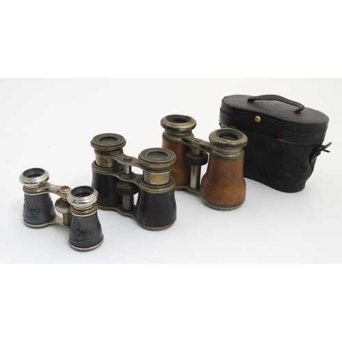 829 - Binoculars : A collection of four pairs of Opera and Racing Glasses by the Jockey Club etc , the lar... 