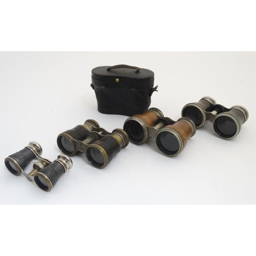 829 - Binoculars : A collection of four pairs of Opera and Racing Glasses by the Jockey Club etc , the lar... 