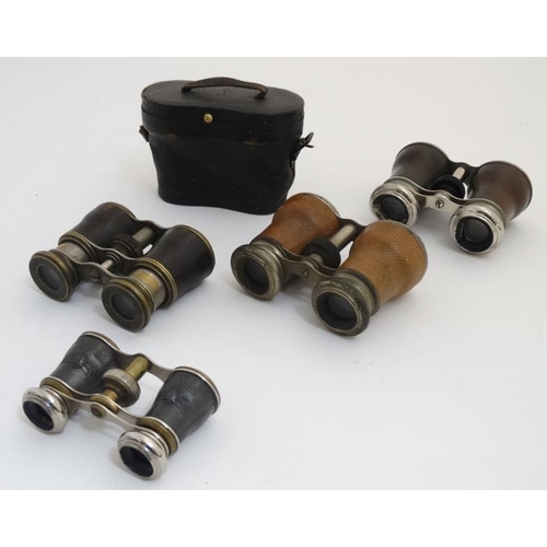 829 - Binoculars : A collection of four pairs of Opera and Racing Glasses by the Jockey Club etc , the lar... 