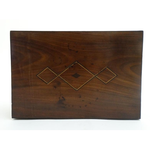 838 - A 19thC mahogany sewing / work box with lift out tray section 12'' wide 8'' deep x 4 1/2'' high