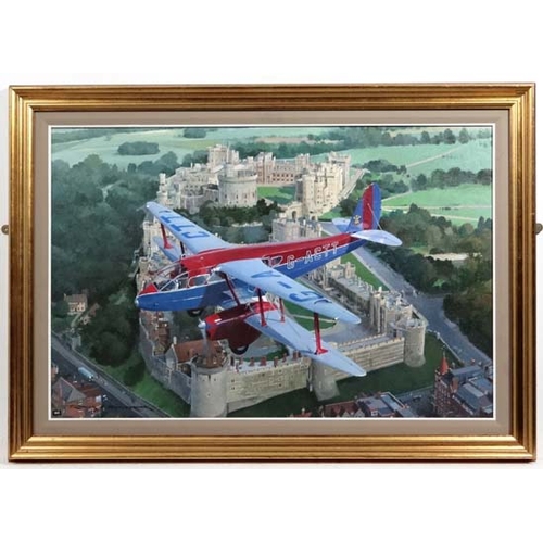 16 - Roger H Middlebrook GAvA XX, Acrylic on board, 'Regal Elegance DH Rapide / Royal Flight', showing ae... 