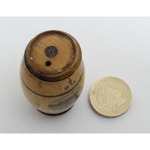 867 - Sewing / Mauchline : A German barrel shaped advertising piece ( needle case ? )  for Foucar & Bender... 