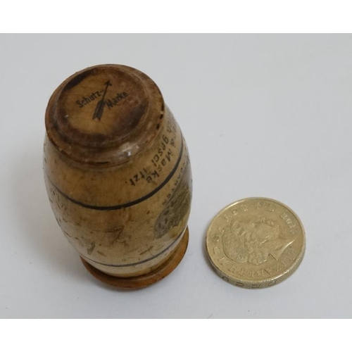 867 - Sewing / Mauchline : A German barrel shaped advertising piece ( needle case ? )  for Foucar & Bender... 