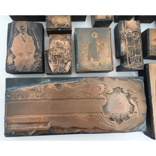 881 - A quantity of early - mid 20thC copper printing blocks. the largest 7 3/4'' long